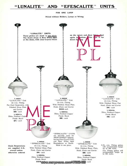 : Electric Light Fixtures catalogue, Lunalite and Efescalite : Electric Light Fixtures catalogue, Lunalite and Efescalite