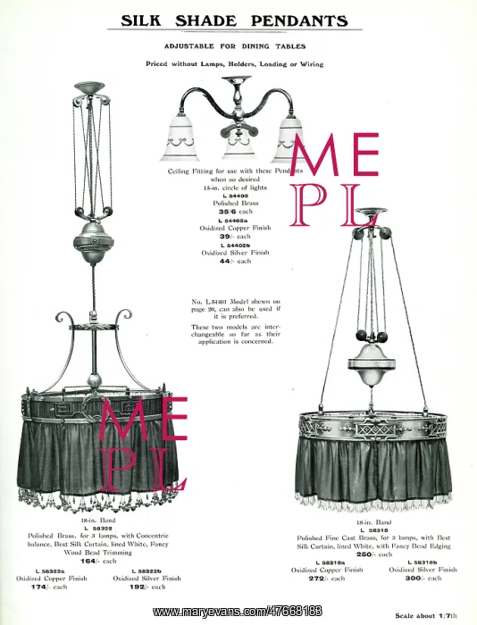 : Electric Light Fixtures catalogue, Silk Shade Pendants : Electric Light Fixtures catalogue, Silk Shade Pendants