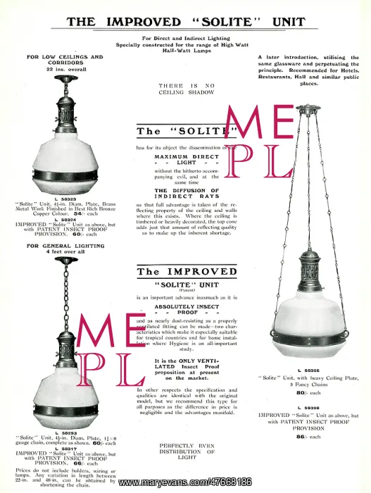 : Electric Light Fixtures catalogue, Improved Solite Unit : Electric Light Fixtures catalogue, Improved Solite Unit