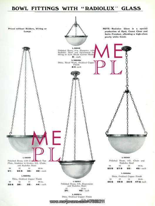 : Electric Light Fixtures catalogue, Radiolux Bowl Fittings : Electric Light Fixtures catalogue, Radiolux Bowl Fittings