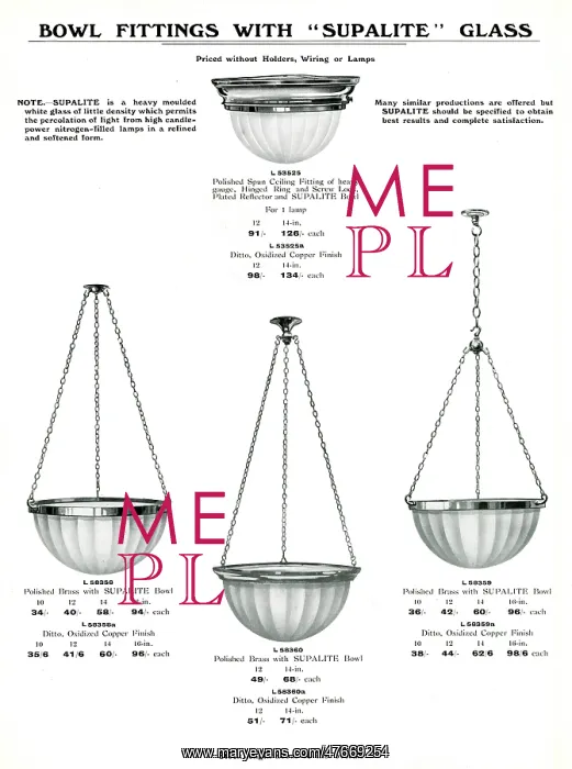 : Electric Light Fixtures catalogue, Supalite Bowl Fittings : Electric Light Fixtures catalogue, Supalite Bowl Fittings