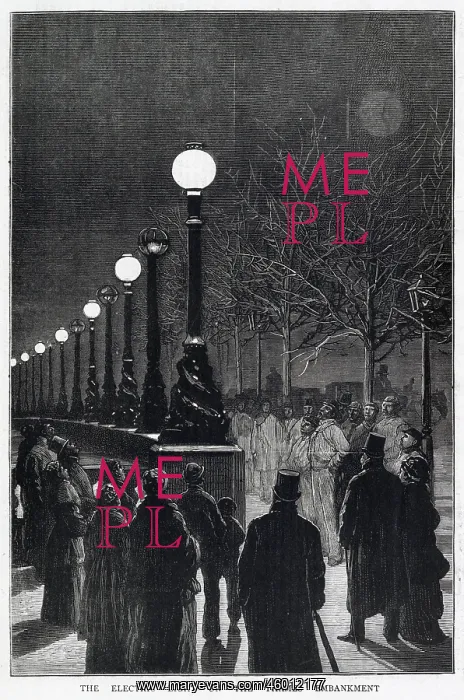 : Electric light on the Thames Embankment 1879 : Electric light on the Thames Embankment 1879