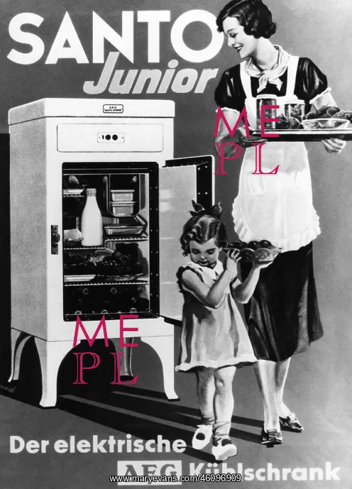: Electric refrigerator, 1930s : Electric refrigerator, 1930s
