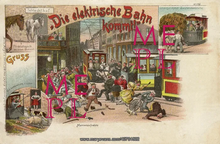 : The Electric Tram is Coming! A warning to pedestrians : The Electric Tram is Coming! A warning to pedestrians