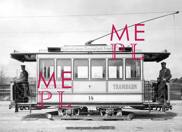 : Electric tram in Munich, ca. 1895 : Electric tram in Munich, ca. 1895
