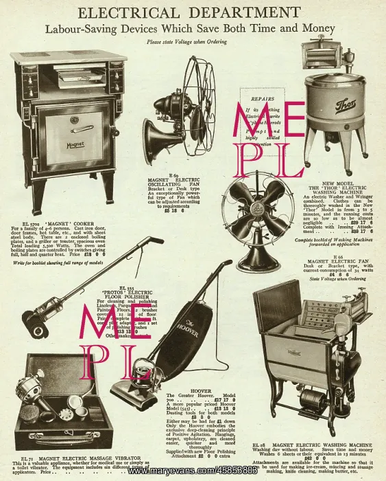 : Electrical appliances 1929 : Electrical appliances 1929