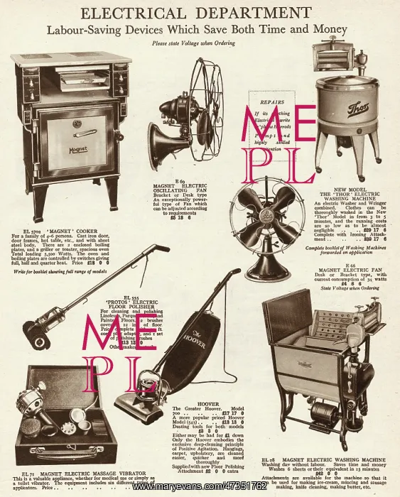 : Electrical appliances 1929 : Electrical appliances 1929