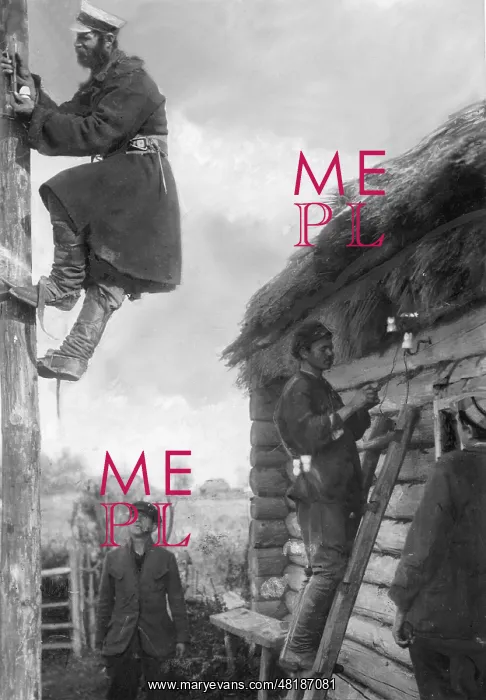 : Electrification of a village in the Soviet Union, 1927 : Electrification of a village in the Soviet Union, 1927