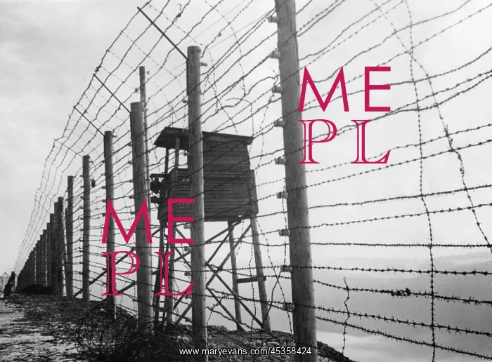 : Electrified barbed wire fence and guard house at : Electrified barbed wire fence and guard house at