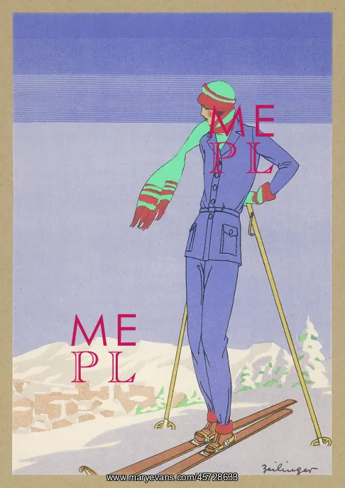 : Elegant lady in blue skiing costume : Elegant lady in blue skiing costume