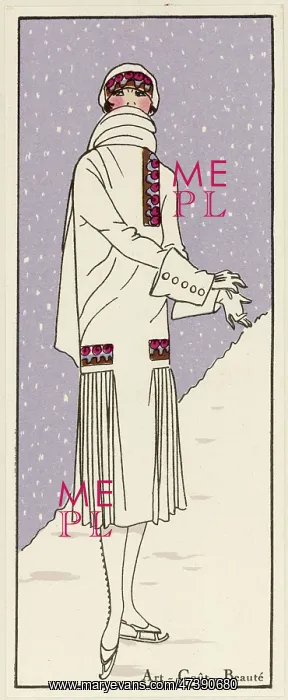 : Elegant lady in winter costume by Bernard : Elegant lady in winter costume by Bernard