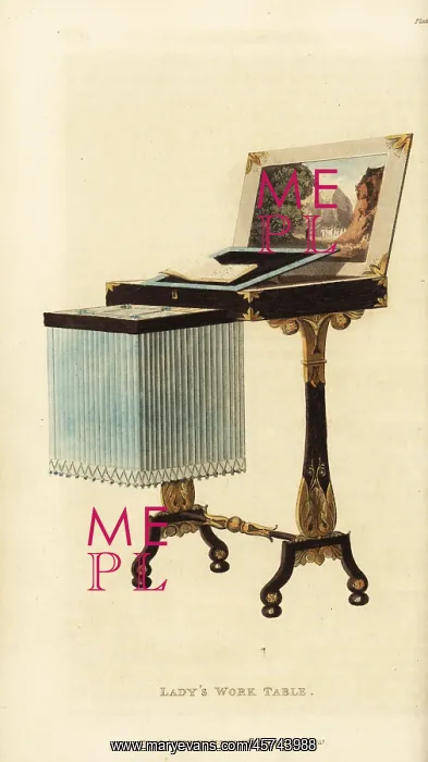 : Elegant lady's work table, Regency era : Elegant lady's work table, Regency era