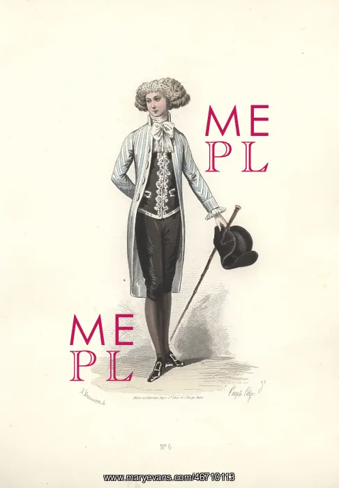: Elegant man in full wig, grey striped coat : Elegant man in full wig, grey striped coat