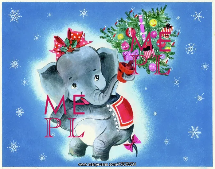 : Elephant and Christmas Tree : Elephant and Christmas Tree