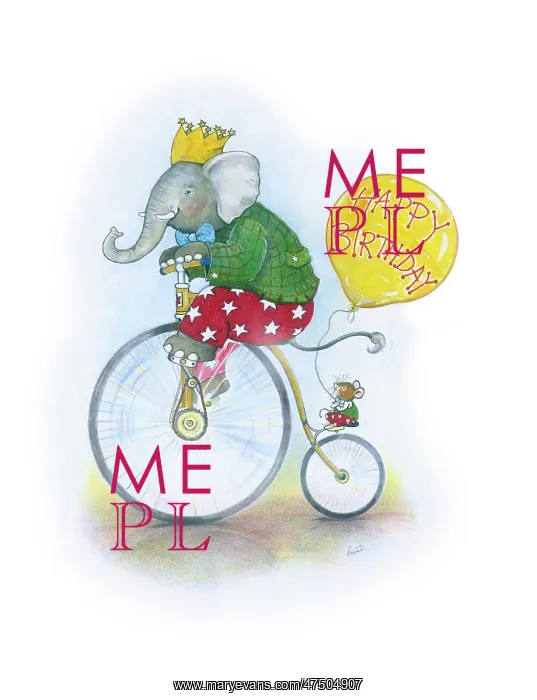 : Elephant and mouse on penny farthing : Elephant and mouse on penny farthing