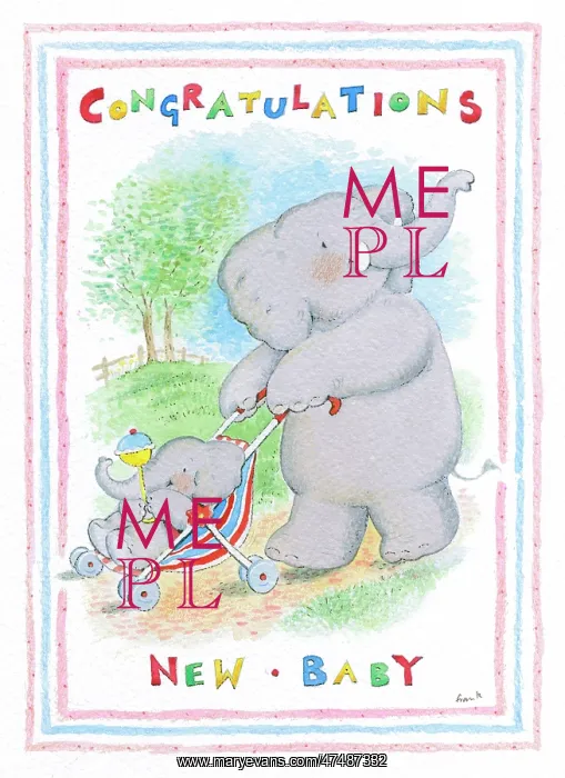 : Elephant pushing baby elephant in pushchair : Elephant pushing baby elephant in pushchair
