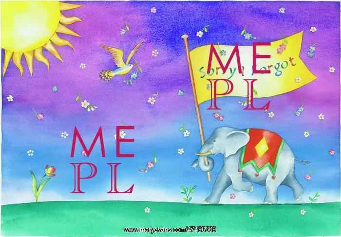 : Elephant with Sorry I Forgot banner : Elephant with Sorry I Forgot banner
