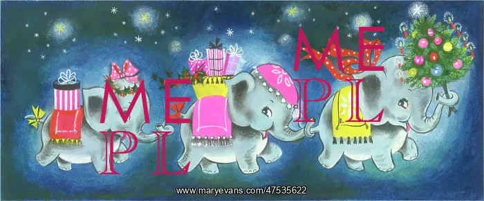: Three Elephants in Procession : Three Elephants in Procession