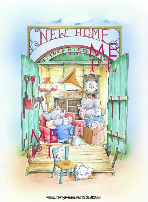 : Two elephants in a removal van drinking tea : Two elephants in a removal van drinking tea
