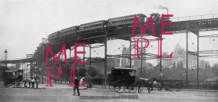 : Elevated Railroad, 110th Street, New York City, USA : Elevated Railroad, 110th Street, New York City, USA