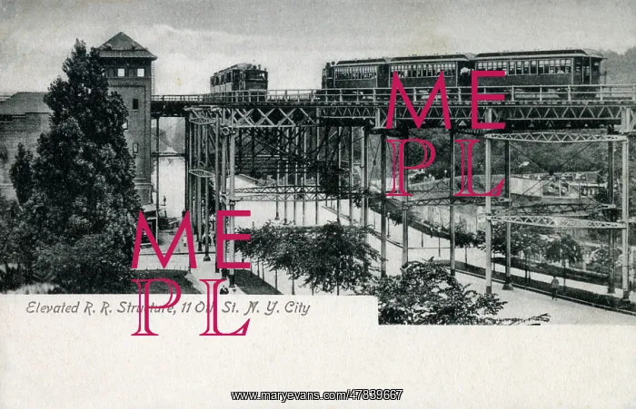 : Elevated Railroad Structure - 110th Street, New York City : Elevated Railroad Structure - 110th Street, New York City