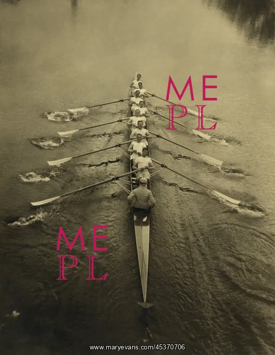 : Elevated view of Cambridge Crew rowing, c : Elevated view of Cambridge Crew rowing, c