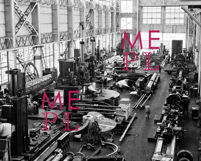 : Elevated View of Floor of a Modern Machine Shop : Elevated View of Floor of a Modern Machine Shop