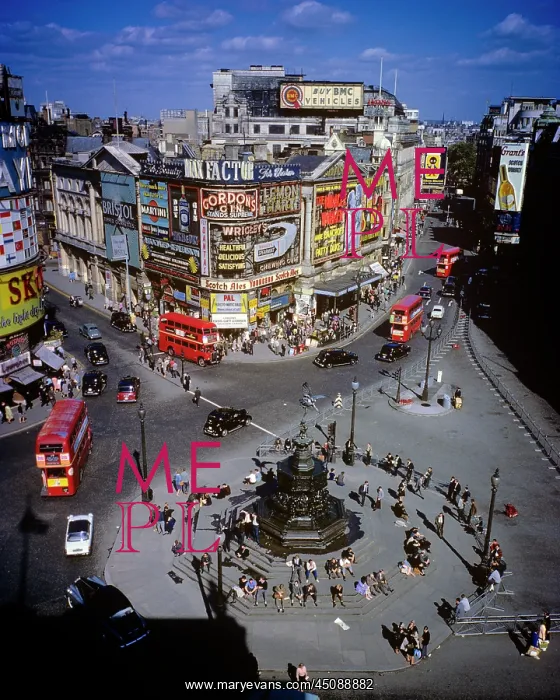 : Elevated View Piccadilly Circus in West End of : Elevated View Piccadilly Circus in West End of