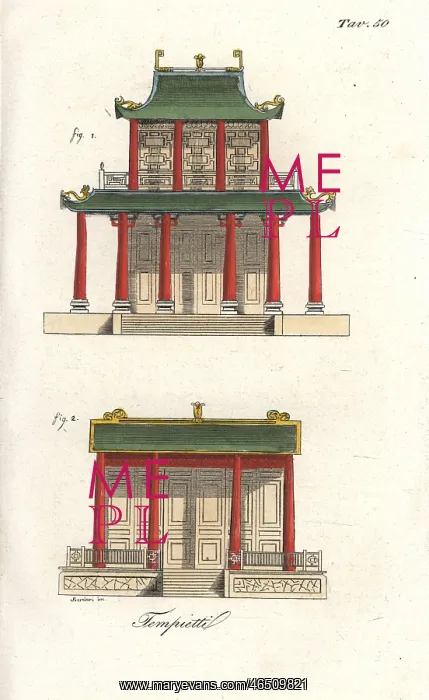 : Front elevation of Chinese temples : Front elevation of Chinese temples