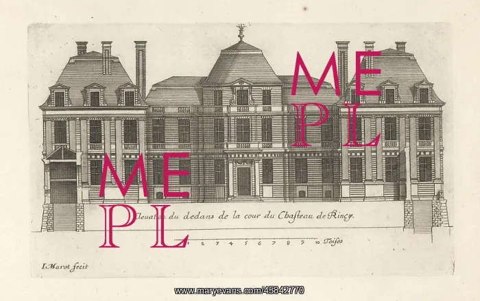 : Elevation of the courtyard in the Chateau du Raincy : Elevation of the courtyard in the Chateau du Raincy