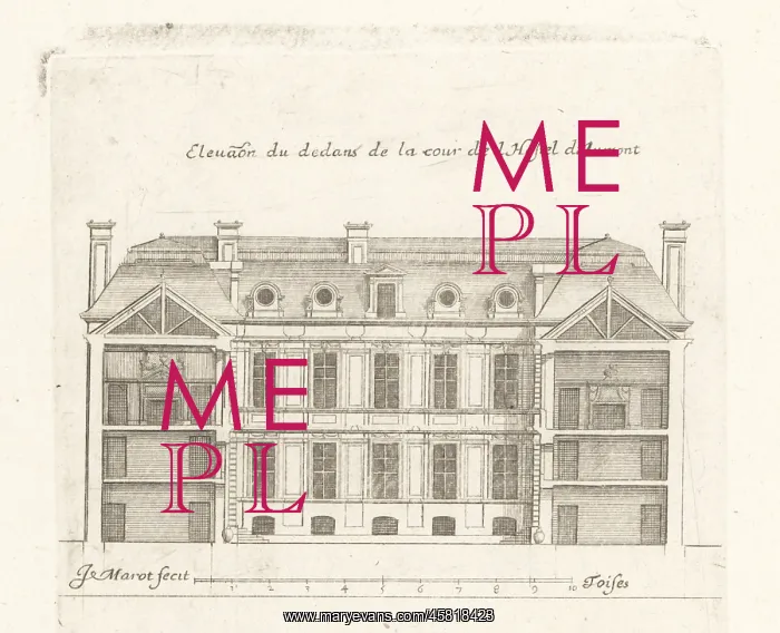 : Elevation of the courtyard to the Hotel d'Aumont : Elevation of the courtyard to the Hotel d'Aumont