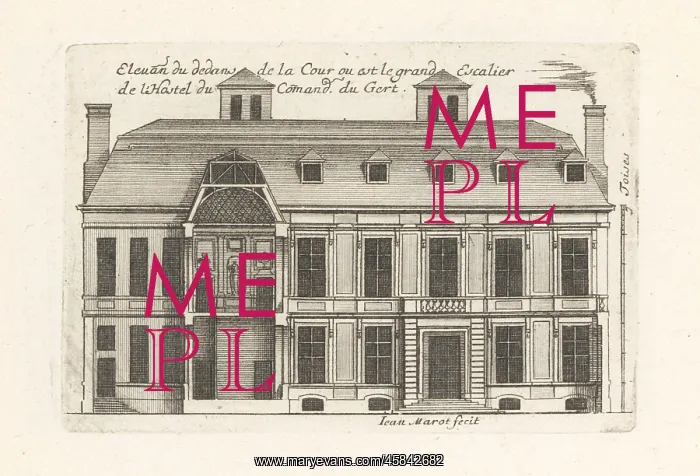 : Elevation of the courtyard in the Hotel de Jars, Paris : Elevation of the courtyard in the Hotel de Jars, Paris
