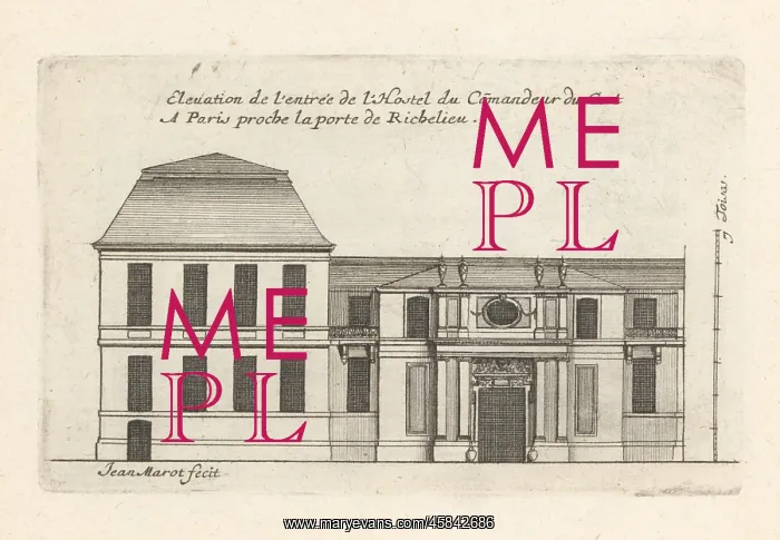 : Elevation of the entrance of the Hotel de Jars, Paris : Elevation of the entrance of the Hotel de Jars, Paris