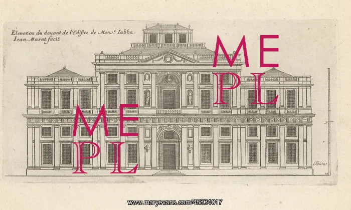 : Elevation of the front facade of the Hotel Jabach, Paris : Elevation of the front facade of the Hotel Jabach, Paris