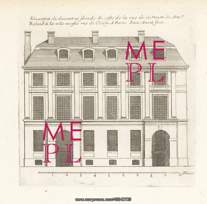: Elevation of the front facade of Mr. Roland's house, Paris : Elevation of the front facade of Mr. Roland's house, Paris