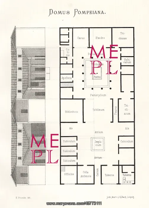 : Elevation and floor plan of a house in Pompeii : Elevation and floor plan of a house in Pompeii