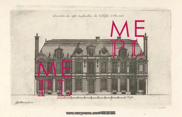 : Elevation of the garden side of the Hotel d'Aumont, Paris : Elevation of the garden side of the Hotel d'Aumont, Paris