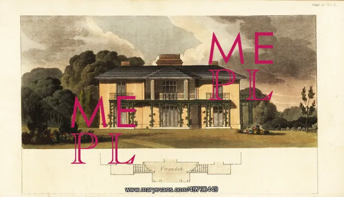 : Elevation of a hunting lodge and plan of a verandah : Elevation of a hunting lodge and plan of a verandah