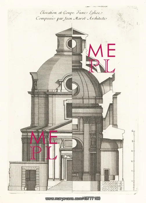 : Elevation and section of a church designed by : Elevation and section of a church designed by