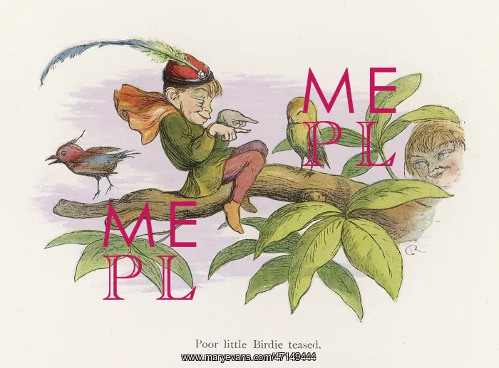 : Elf teasing a young bird : Elf teasing a young bird