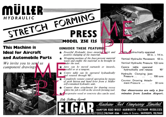 : Elgar Machine Tools : Muller ZSE 125 Stretch Forming Press : Elgar Machine Tools : Muller ZSE 125 Stretch Forming Press