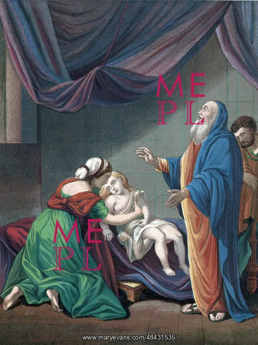 : Elijah, Old Testament prophet, raising the widow's : Elijah, Old Testament prophet, raising the widow's