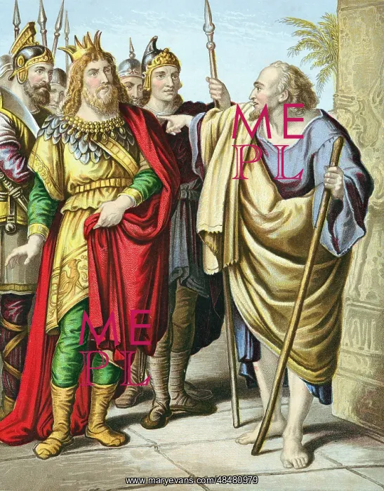 : Elijah, Old Testament prophet, rebuking Ahab for : Elijah, Old Testament prophet, rebuking Ahab for