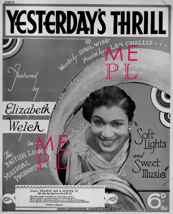 : Elisabeth Welch music sheet Yesterday's Thrill : Elisabeth Welch music sheet Yesterday's Thrill
