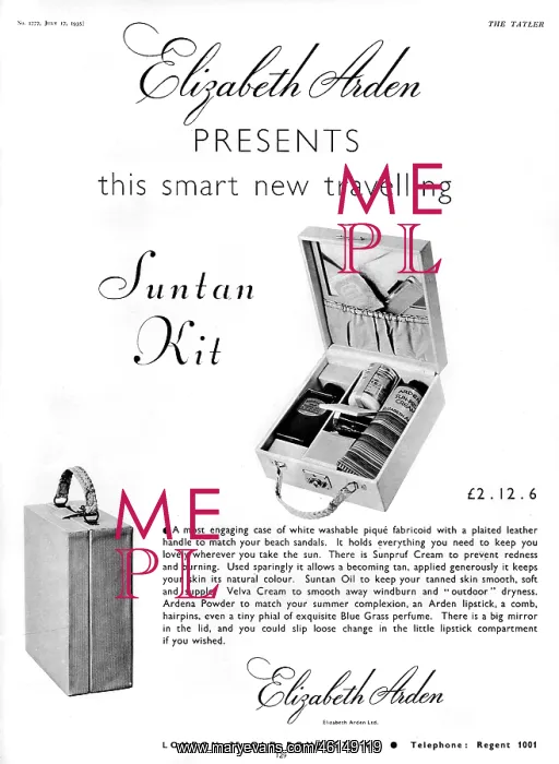 : Elizabeth Arden suntan kit, 1935 : Elizabeth Arden suntan kit, 1935