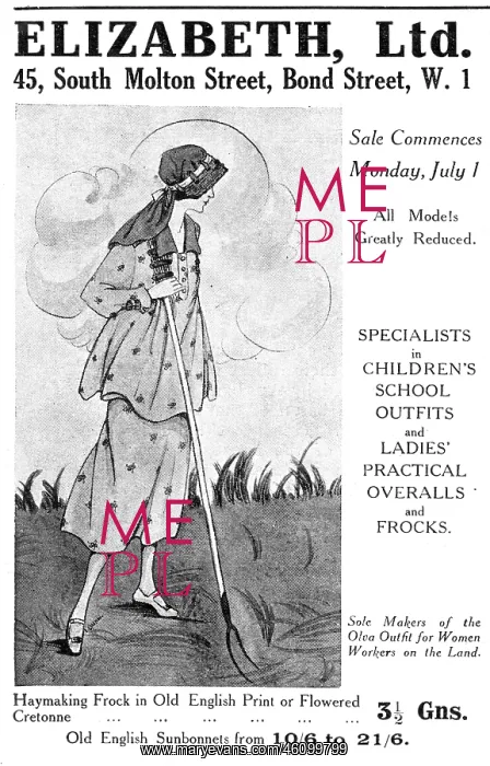 : Elizabeth Ltd Clothing advertisement, 1918 : Elizabeth Ltd Clothing advertisement, 1918