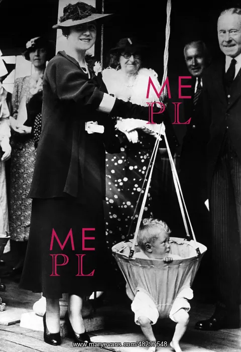 : Elizabeth, Duchess of York, visiting an orphanage, 1936 : Elizabeth, Duchess of York, visiting an orphanage, 1936