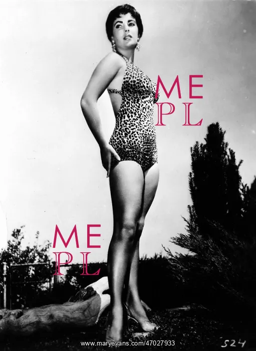 : Elizabeth Taylor in leopard print bathing suit : Elizabeth Taylor in leopard print bathing suit