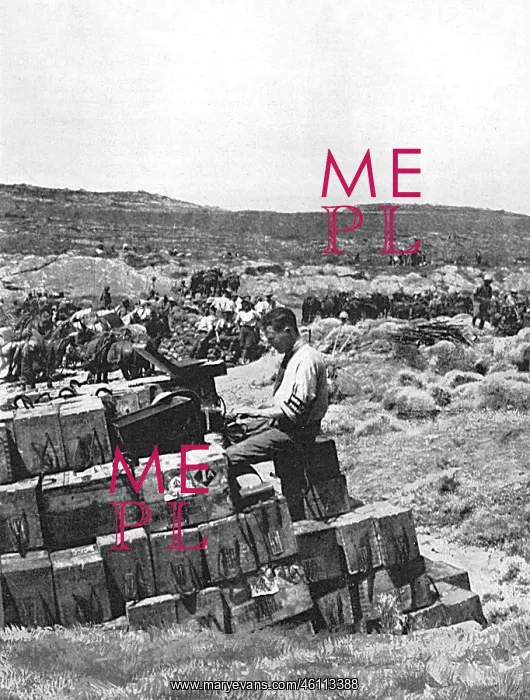 : Ellis Ashmead-Bartlett writing a despatch, Dardanelles, WW1 : Ellis Ashmead-Bartlett writing a despatch, Dardanelles, WW1