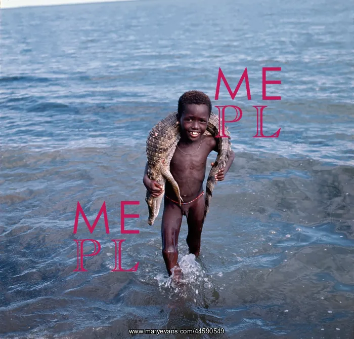 : Elmolo Boy with his catch, a crocodile on his : Elmolo Boy with his catch, a crocodile on his